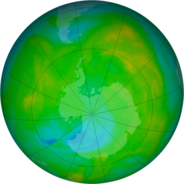 Antarctic ozone map for 04 December 2002